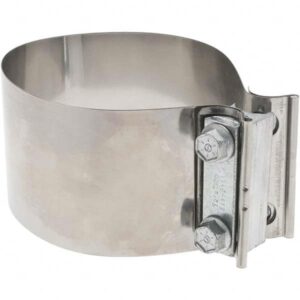 Preformed band clamps lap joint