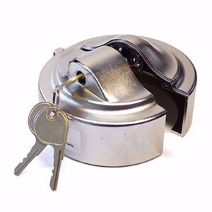 Heavy duty locking fuel cap cover for certain Kenworth, International, Mack, and Volvo trucks